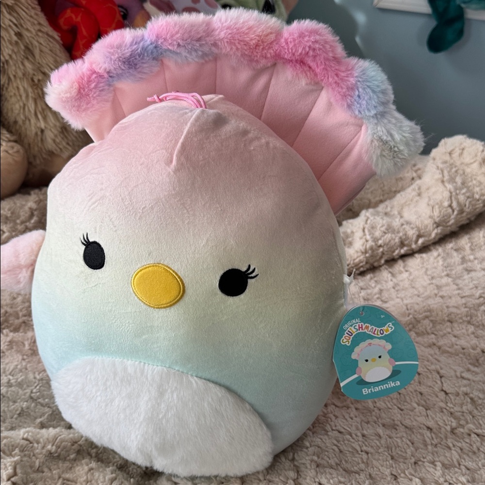 Squishmallows Briannika Pastel rainbow Plush Peacock 🦚